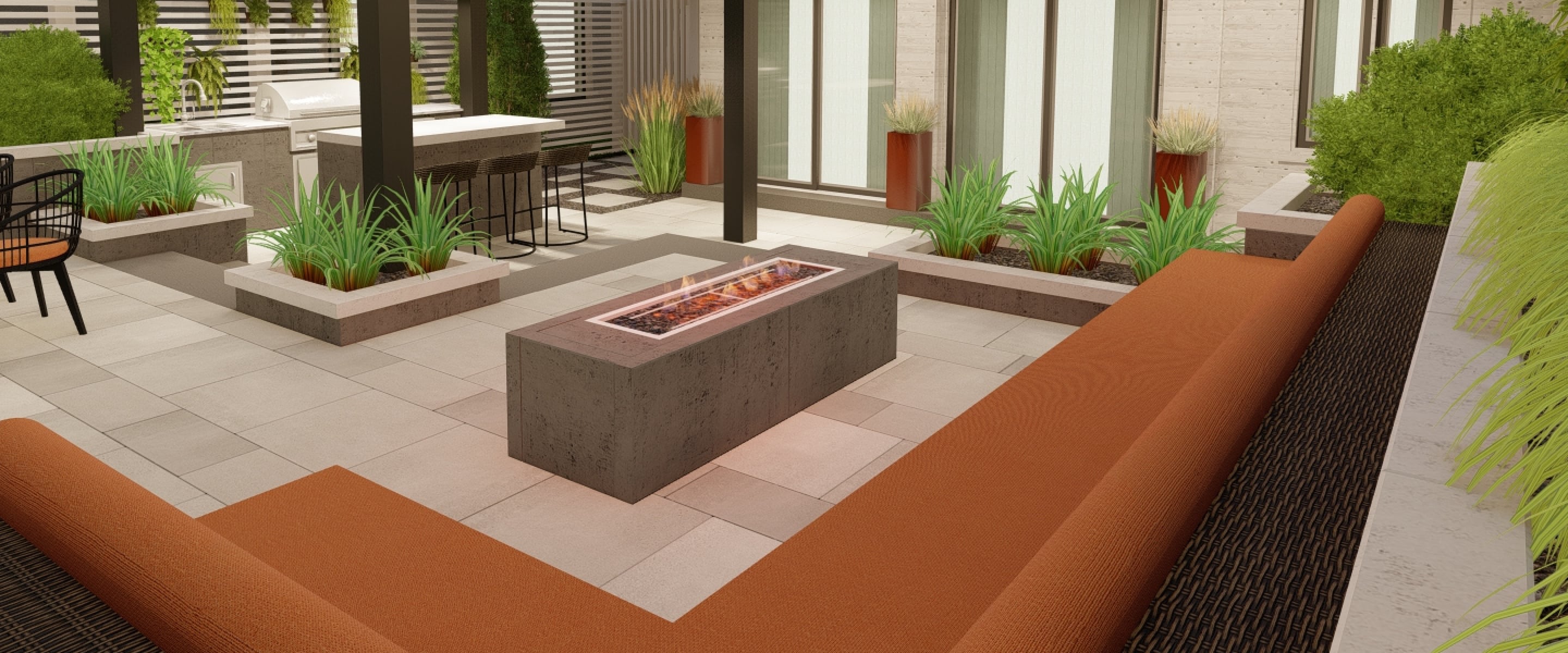 Rendered preview of an outdoor living room